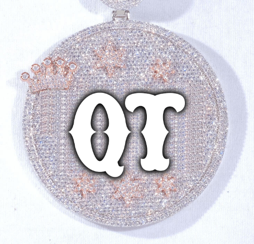 CUSTOM LETTER NECKLACE 3D BIG CROWN DISC