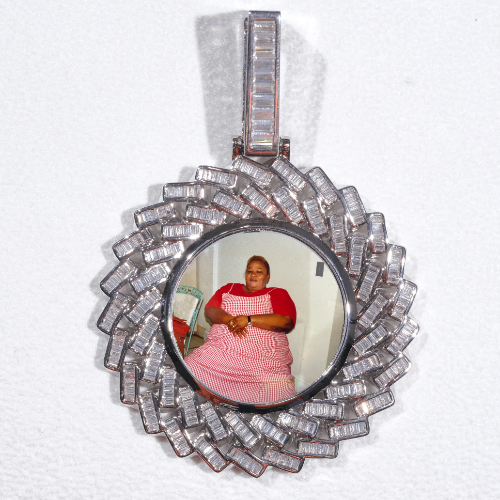 Large 3D Baguette Custom Picture Pendant