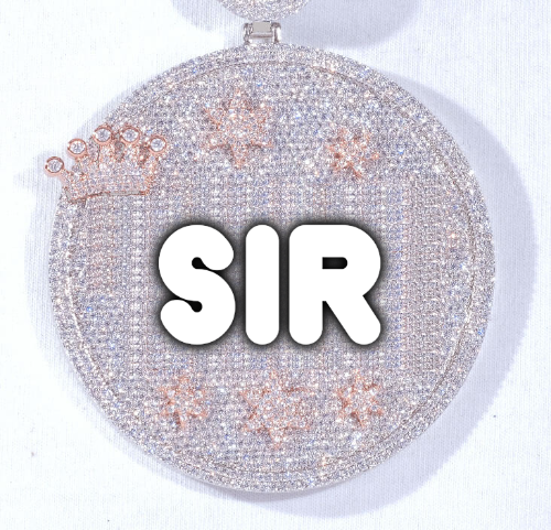 CUSTOM LETTER NECKLACE 3D BIG CROWN DISC