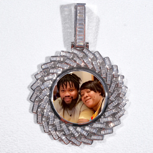 Large 3D Baguette Custom Picture Pendant