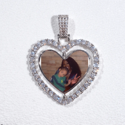 3D Spinning 2-Faced Heart Custom Picture Pendant