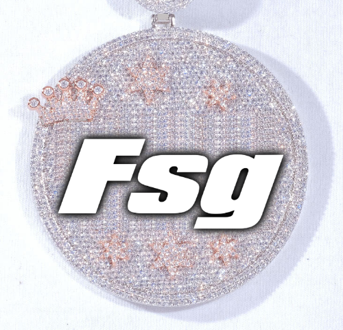 CUSTOM LETTER NECKLACE 3D BIG CROWN DISC