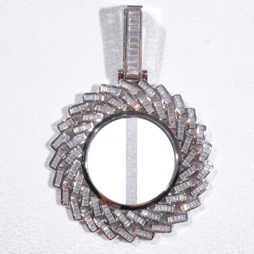 Large 3D Baguette Custom Picture Pendant