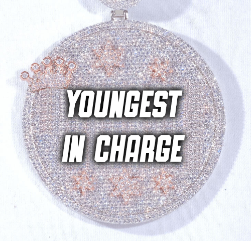 CUSTOM LETTER NECKLACE 3D BIG CROWN DISC