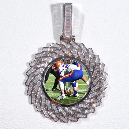 Large 3D Baguette Custom Picture Pendant