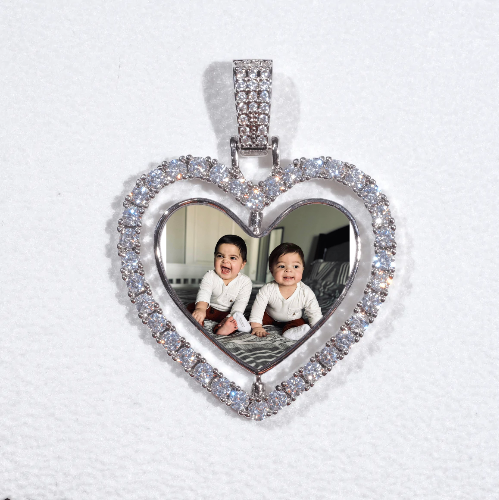 3D Spinning 2-Faced Heart Custom Picture Pendant