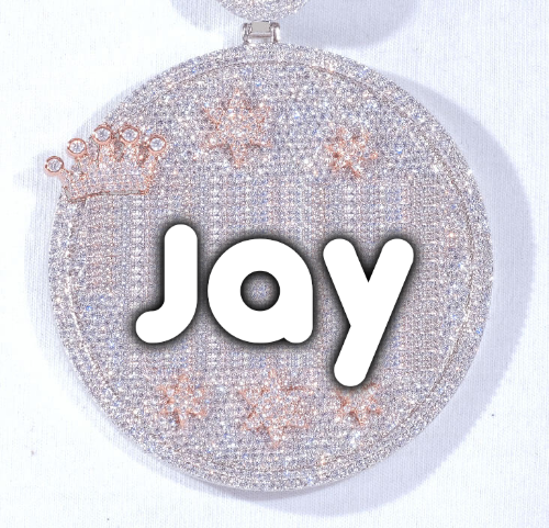 CUSTOM LETTER NECKLACE 3D BIG CROWN DISC
