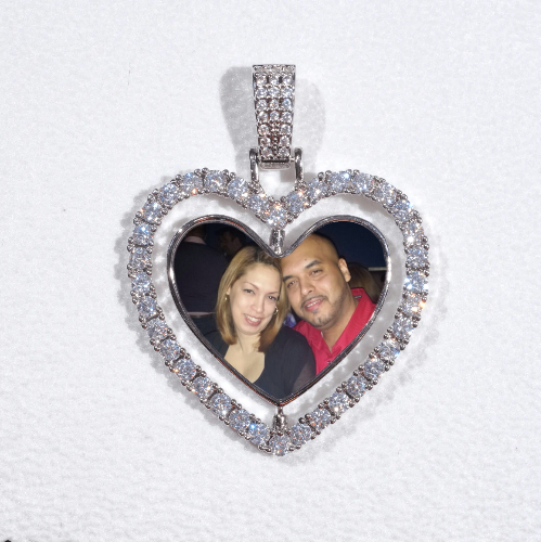 3D Spinning 2-Faced Heart Custom Picture Pendant