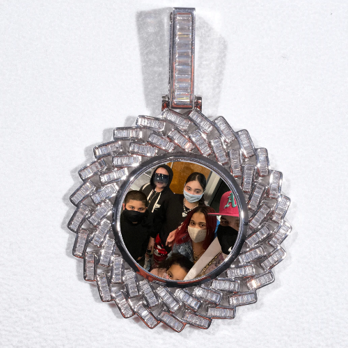 Large 3D Baguette Custom Picture Pendant