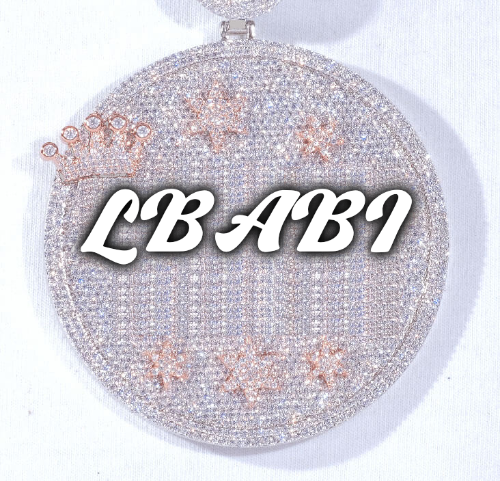 CUSTOM LETTER NECKLACE 3D BIG CROWN DISC