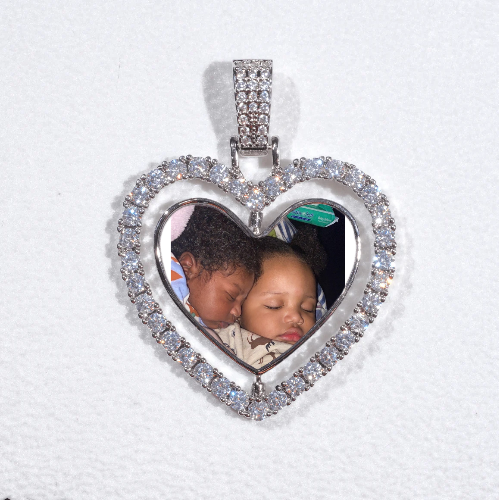 3D Spinning 2-Faced Heart Custom Picture Pendant
