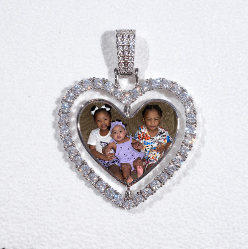3D Spinning 2-Faced Heart Custom Picture Pendant