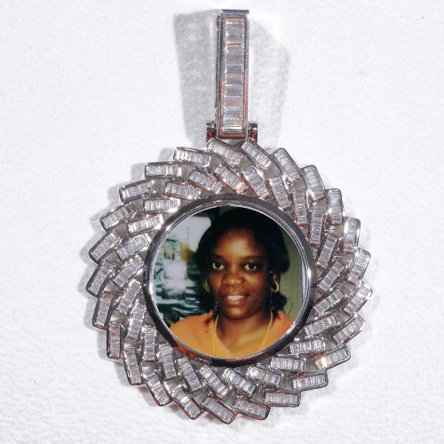 Large 3D Baguette Custom Picture Pendant