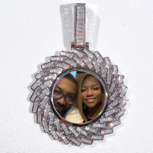 Large 3D Baguette Custom Picture Pendant