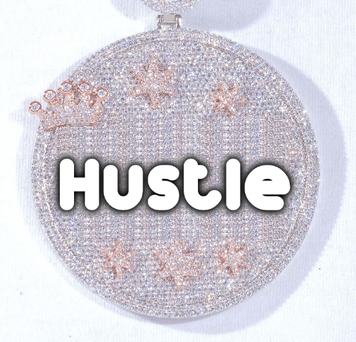 CUSTOM LETTER NECKLACE 3D BIG CROWN DISC