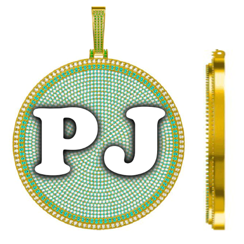 CUSTOM LETTER NECKLACE 3D BIG DISC