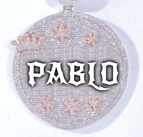 CUSTOM LETTER NECKLACE 3D BIG CROWN DISC