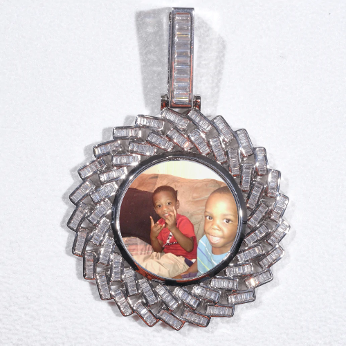 Large 3D Baguette Custom Picture Pendant