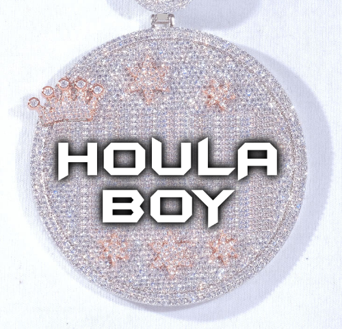 CUSTOM LETTER NECKLACE 3D BIG CROWN DISC