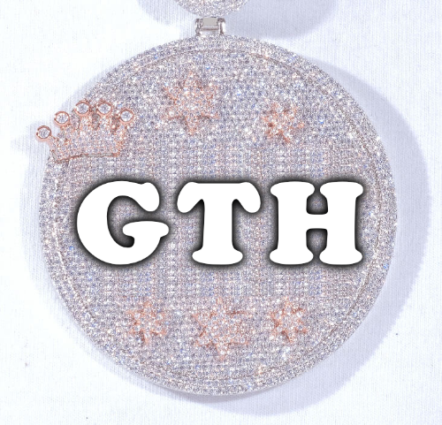 CUSTOM LETTER NECKLACE 3D BIG CROWN DISC