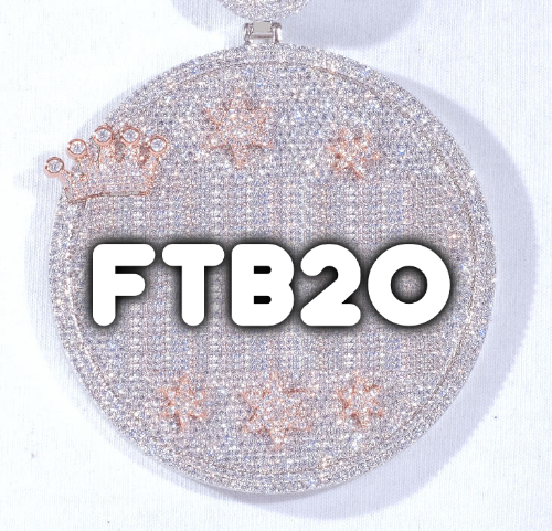 CUSTOM LETTER NECKLACE 3D BIG CROWN DISC