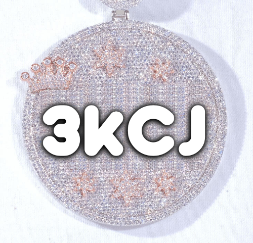 CUSTOM LETTER NECKLACE 3D BIG CROWN DISC