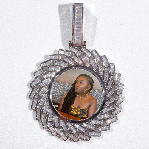 Large 3D Baguette Custom Picture Pendant