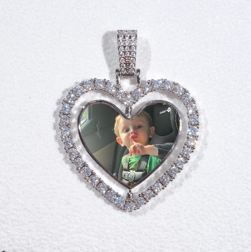 3D Spinning 2-Faced Heart Custom Picture Pendant