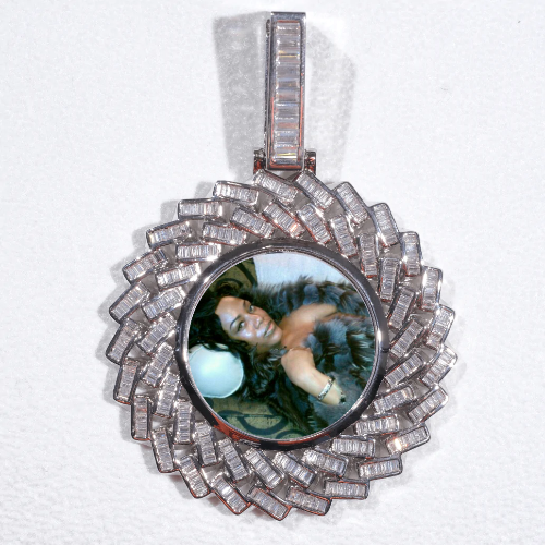 Large 3D Baguette Custom Picture Pendant