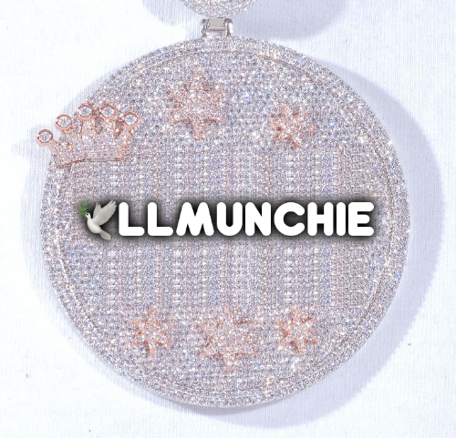 CUSTOM LETTER NECKLACE 3D BIG CROWN DISC
