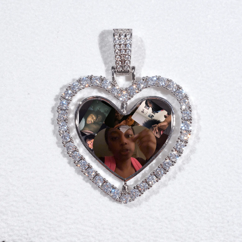 3D Spinning 2-Faced Heart Custom Picture Pendant