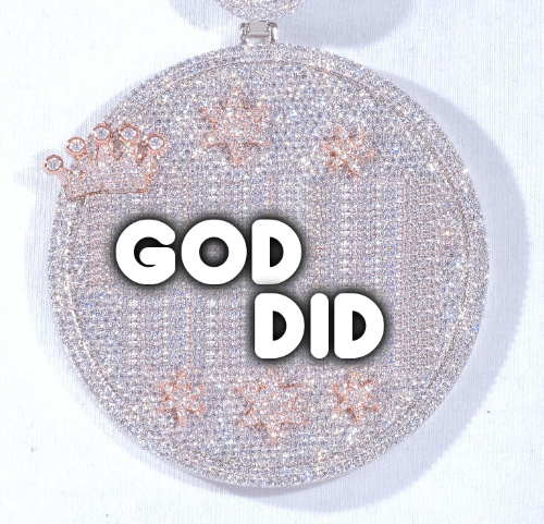 CUSTOM LETTER NECKLACE 3D BIG CROWN DISC