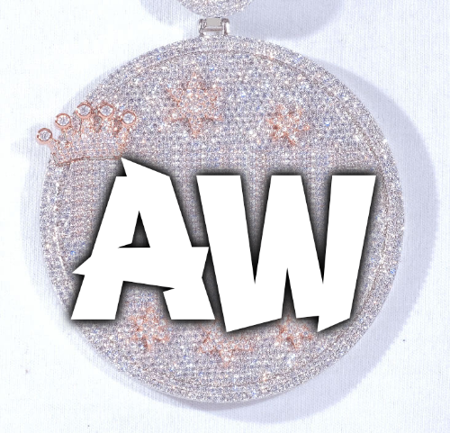 CUSTOM LETTER NECKLACE 3D BIG CROWN DISC