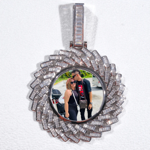 Large 3D Baguette Custom Picture Pendant