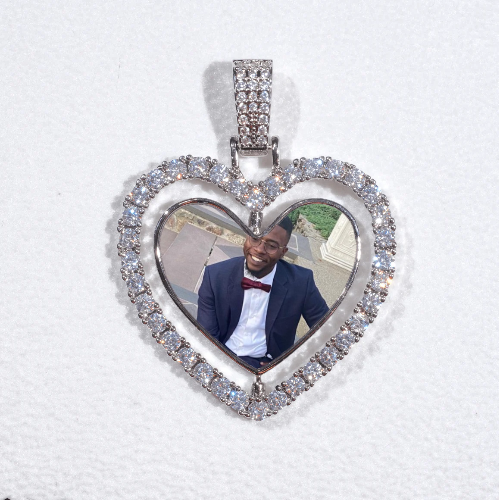 3D Spinning 2-Faced Heart Custom Picture Pendant