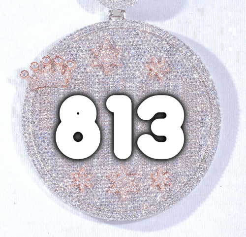 CUSTOM LETTER NECKLACE 3D BIG CROWN DISC