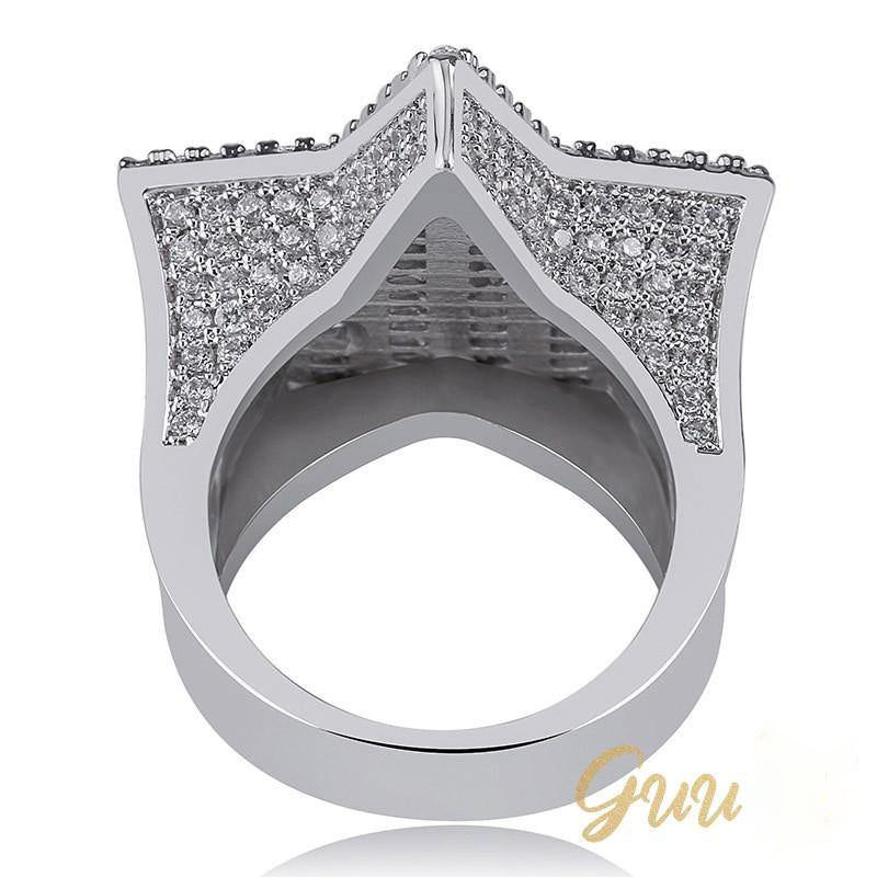 18K Gold-Plated Micro-inlay AAA CZ Pentagram Ring - The GUU Shop