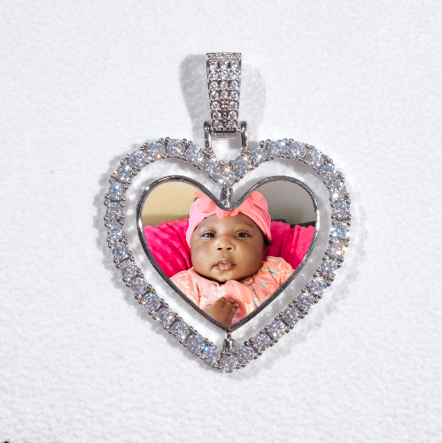 3D Spinning 2-Faced Heart Custom Picture Pendant