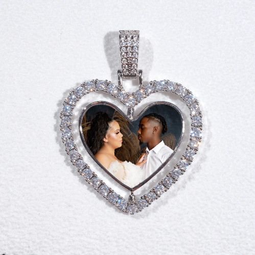 3D Spinning 2-Faced Heart Custom Picture Pendant