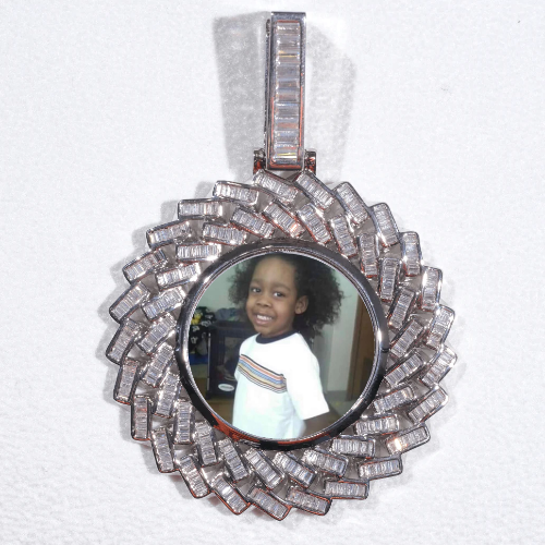 Large 3D Baguette Custom Picture Pendant