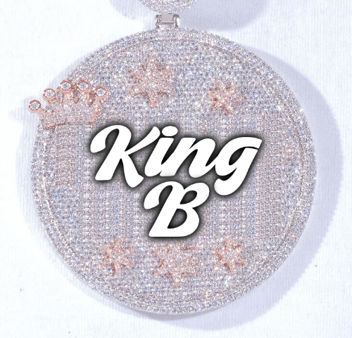 CUSTOM LETTER NECKLACE 3D BIG CROWN DISC