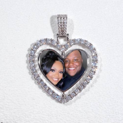 3D Spinning 2-Faced Heart Custom Picture Pendant