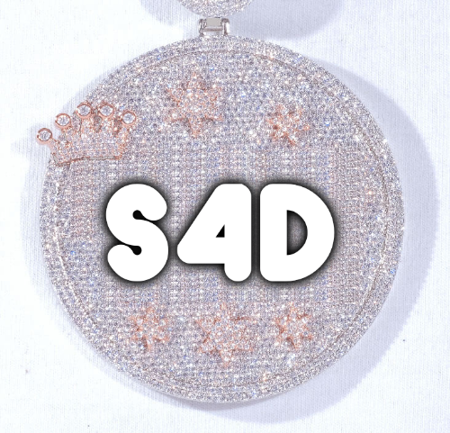 CUSTOM LETTER NECKLACE 3D BIG CROWN DISC