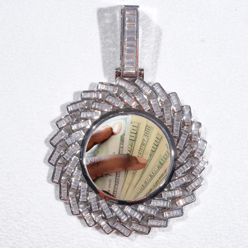 Large 3D Baguette Custom Picture Pendant