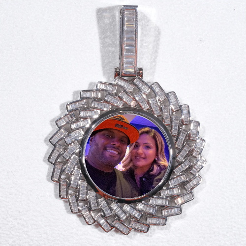 Large 3D Baguette Custom Picture Pendant