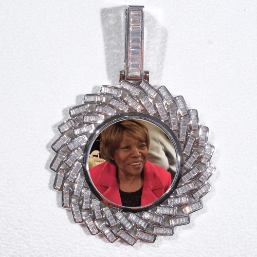 Large 3D Baguette Custom Picture Pendant