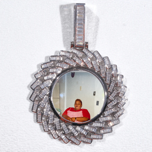 Large 3D Baguette Custom Picture Pendant