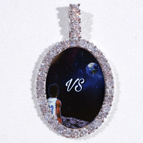 Large 3D Oval Custom Picture Pendant