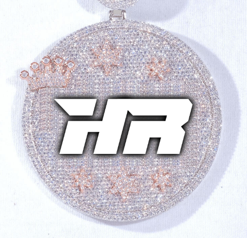 CUSTOM LETTER NECKLACE 3D BIG CROWN DISC
