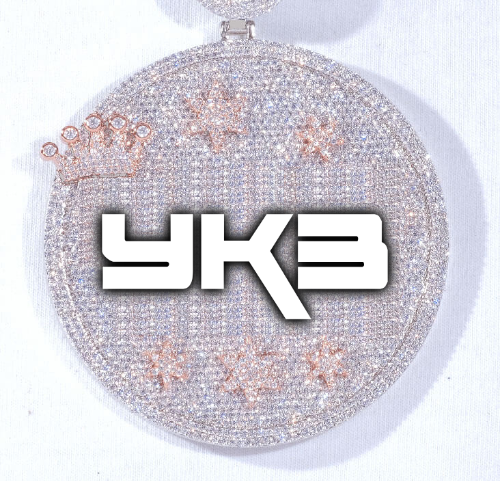 CUSTOM LETTER NECKLACE 3D BIG CROWN DISC